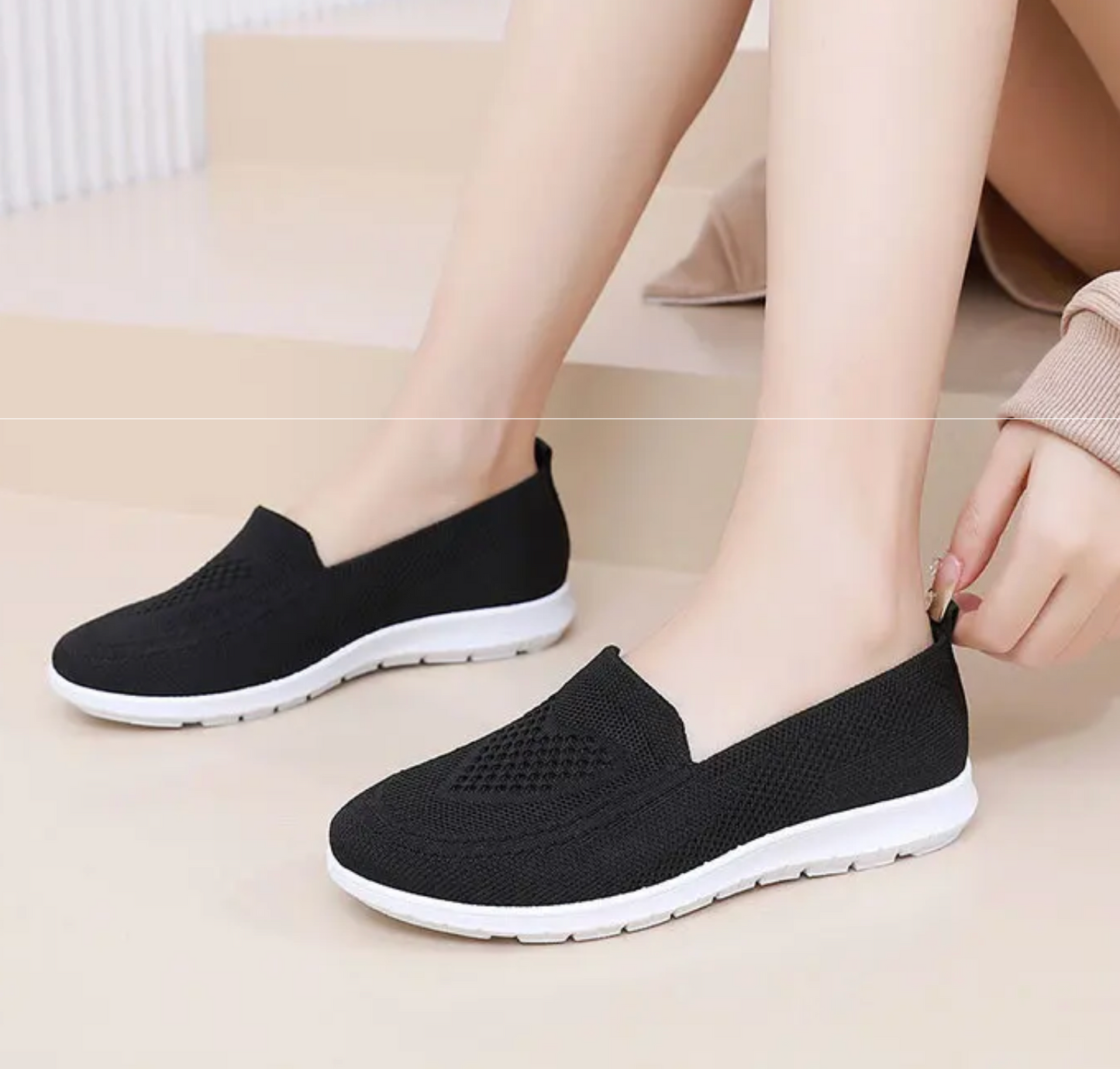 Zapatos cómodos femeninos con suela amortiguante y piel elástica