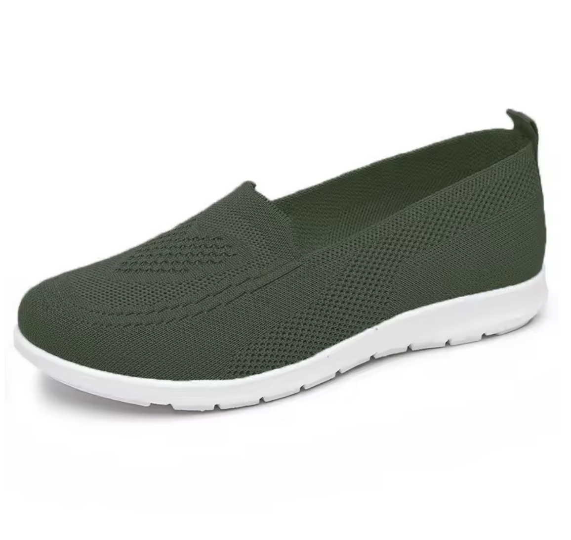 Zapatos cómodos femeninos con suela amortiguante y piel elástica