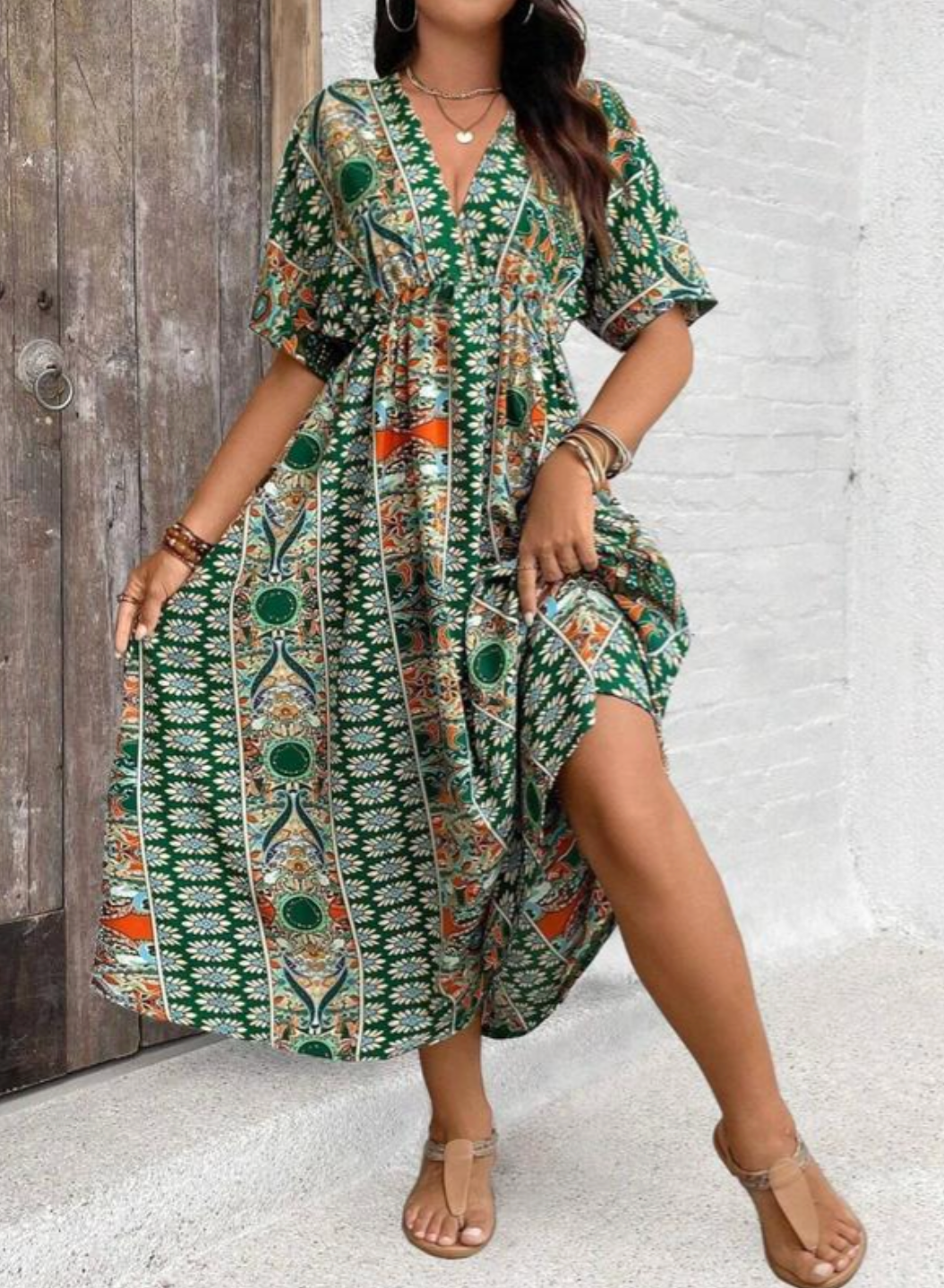 Vestido casual con escote en V